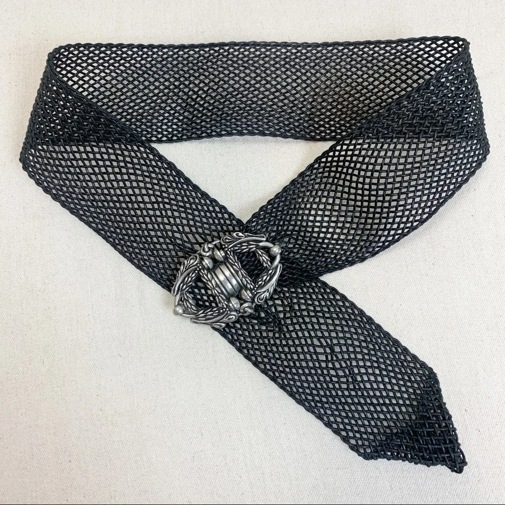 Vintage 80s Fahrenheit wide woven linen Belt